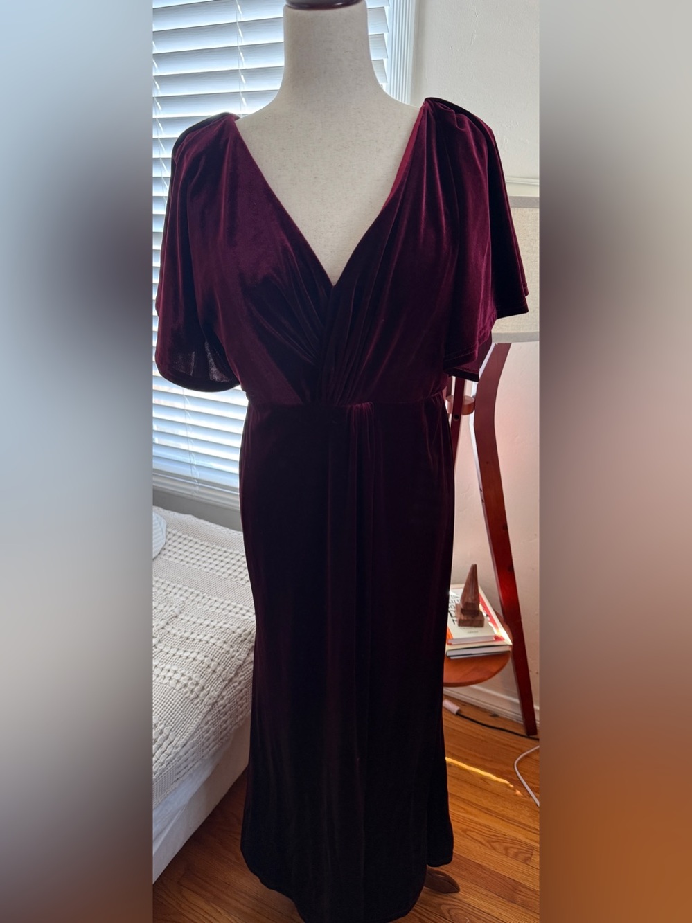 Revelry Burgundy Velvet Wrap-Style Maxi Dress